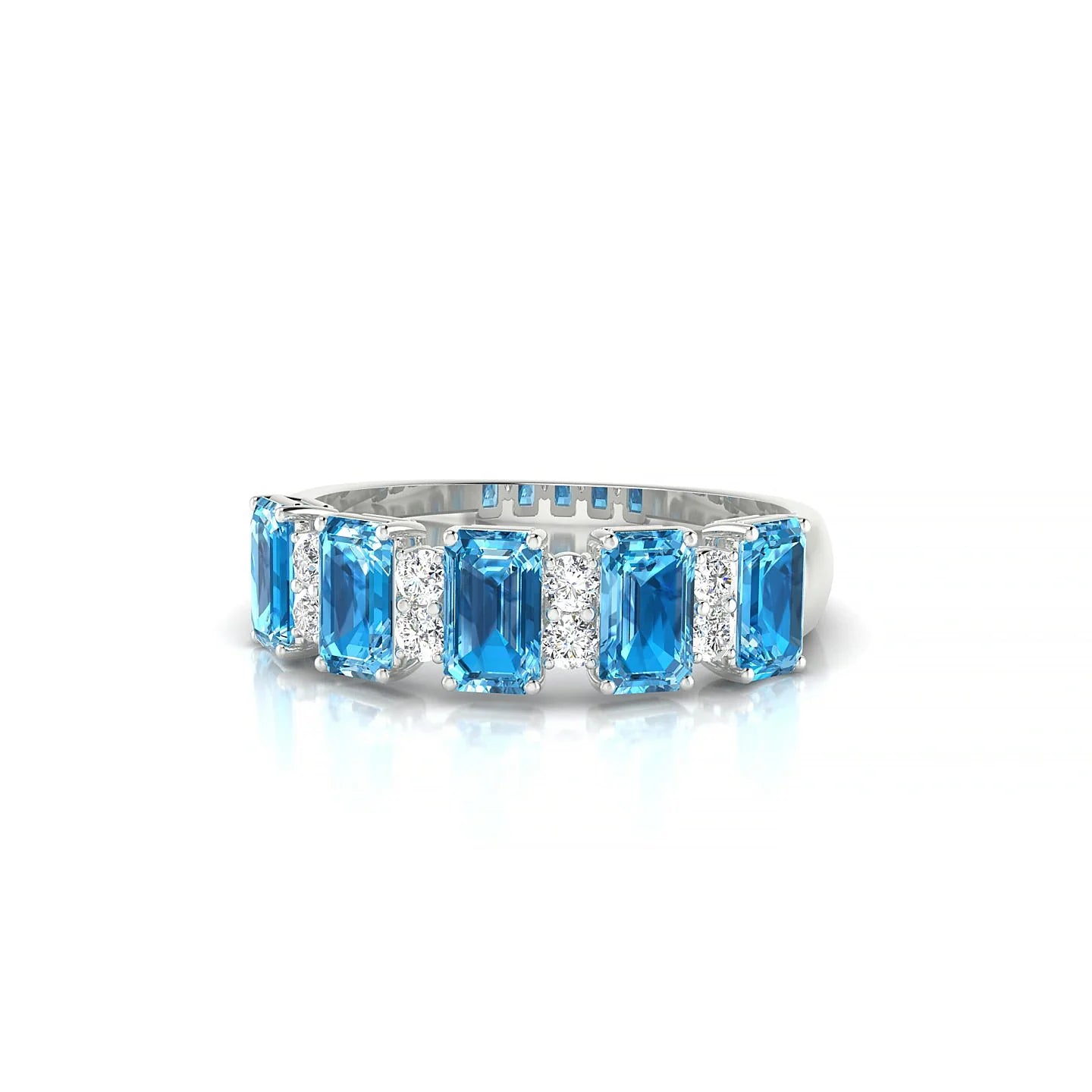 Eminence | 18k White Gold 5 x 3 mm Emerald Topaz Ring