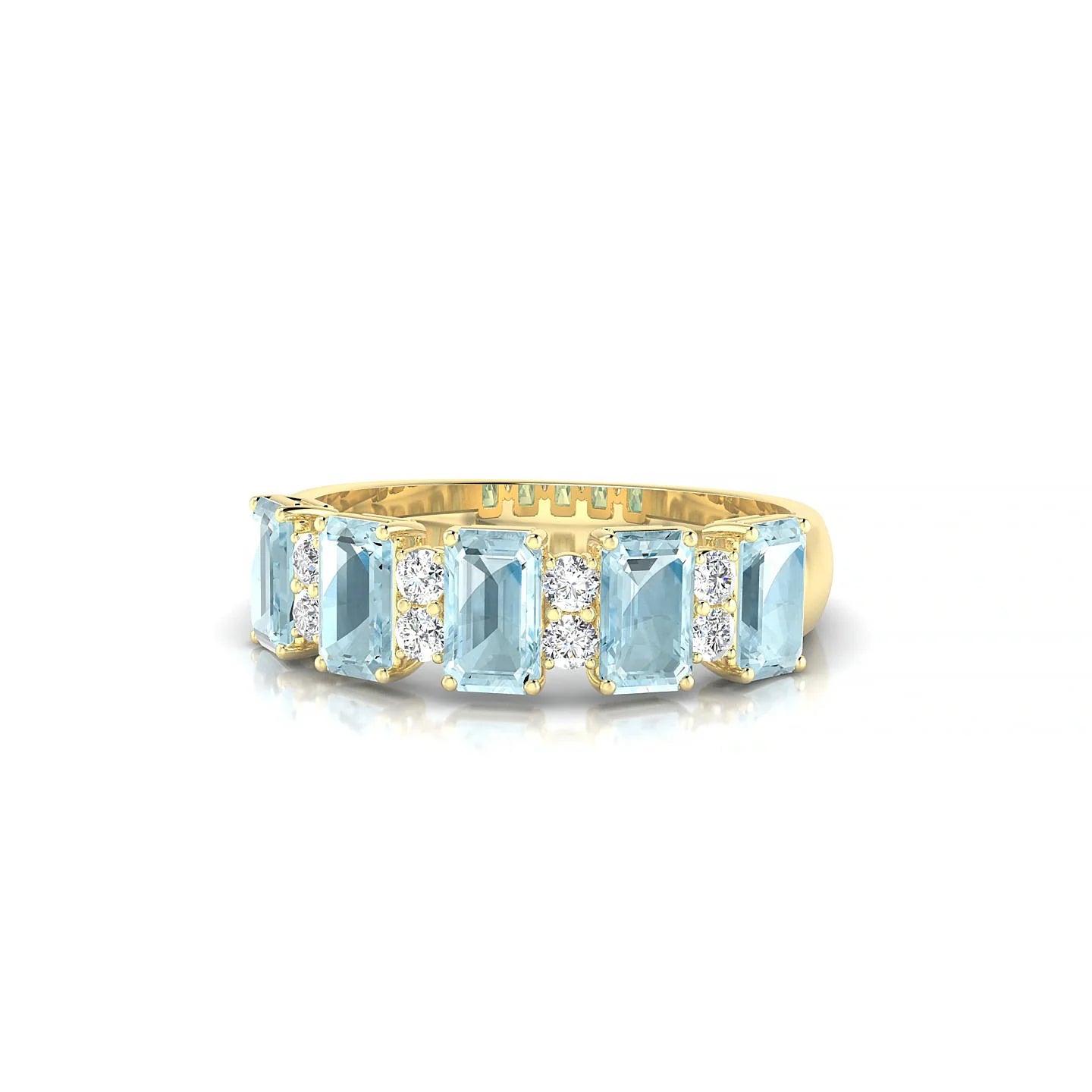 Eminence | 18k Yellow Gold 5 x 3 mm Emerald Aquamarine Ring