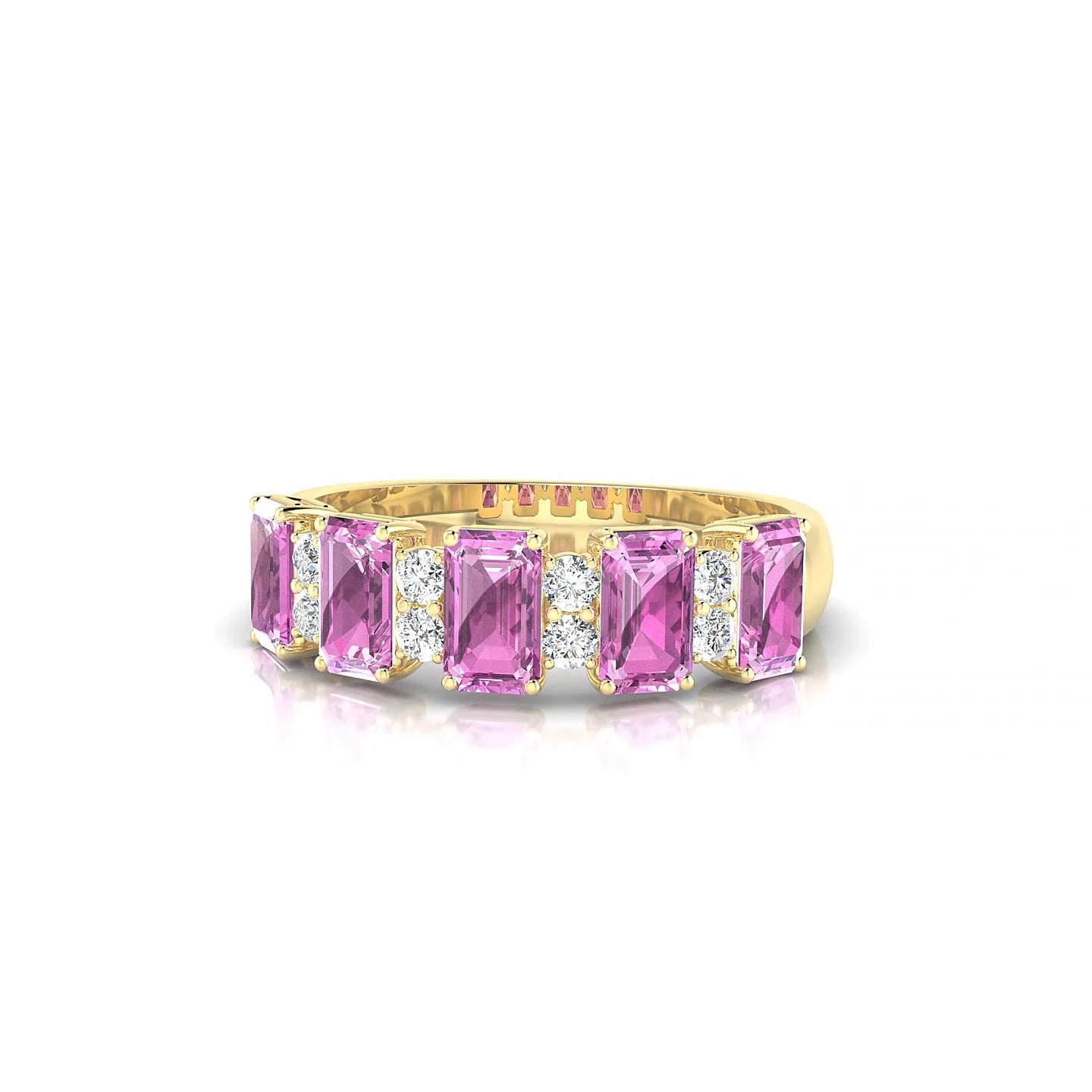 Eminence | 18k Yellow Gold 5 x 3 mm Emerald Pink Sapphire Ring