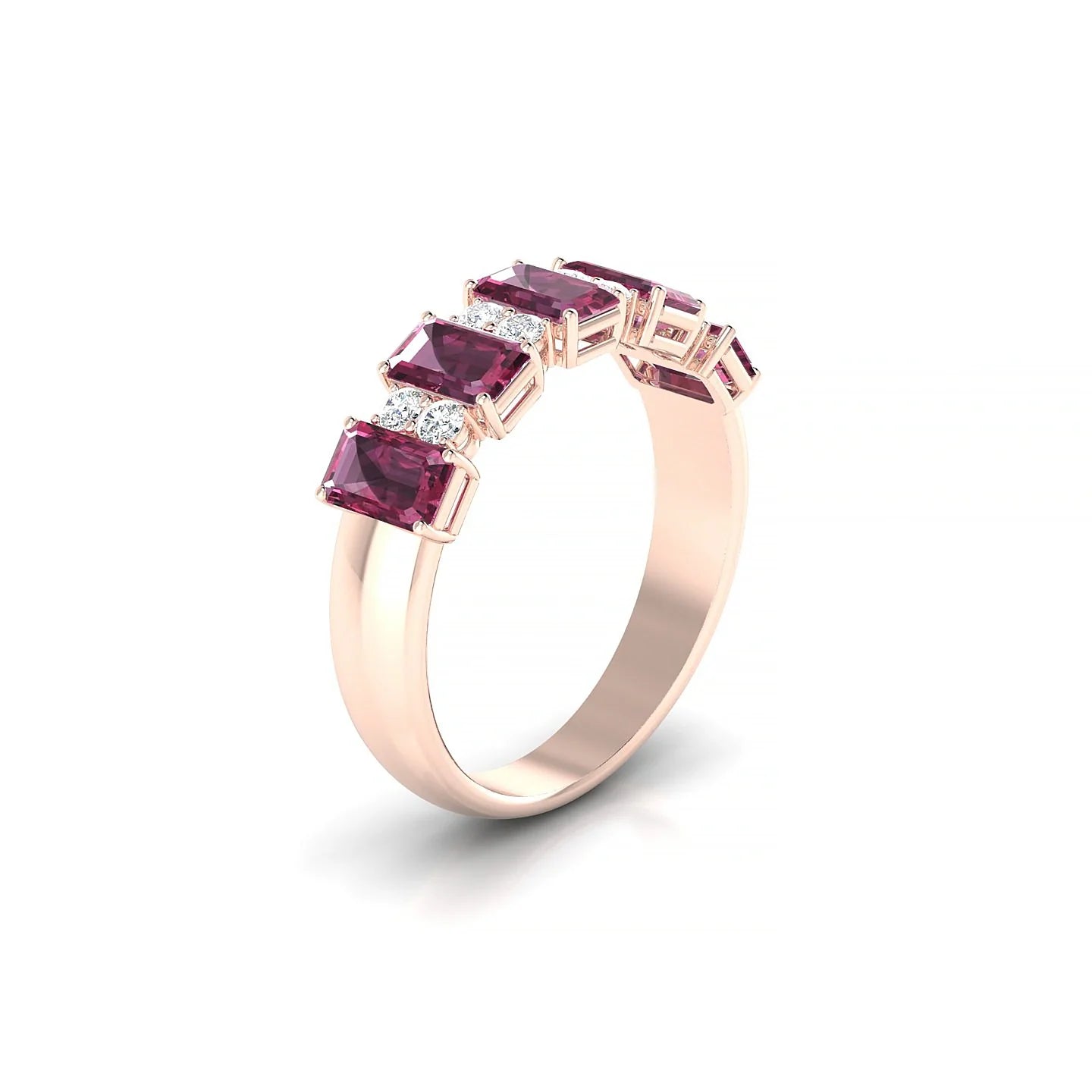 Eminence | 18k Rose Gold 5 x 3 mm Emerald Rhodolite Ring