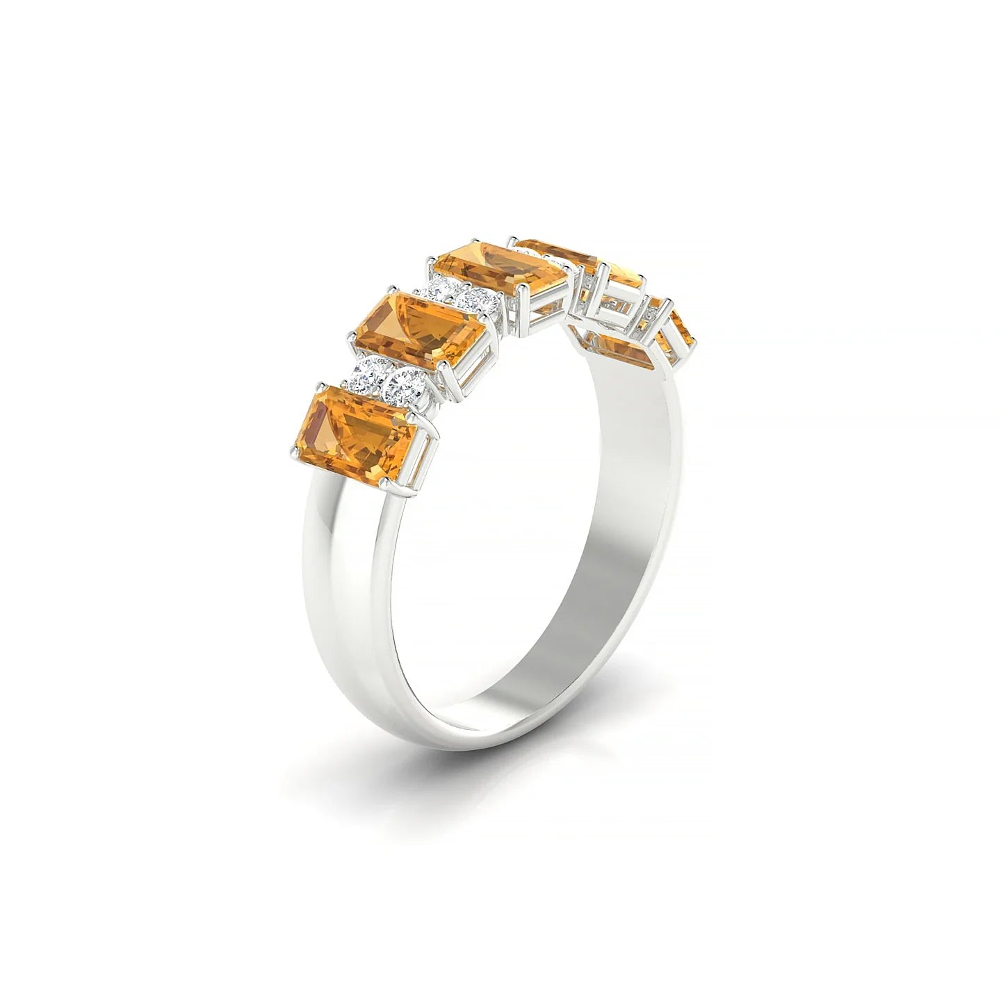 Eminence | 18k White Gold 5 x 3 mm Emerald Citrine Ring