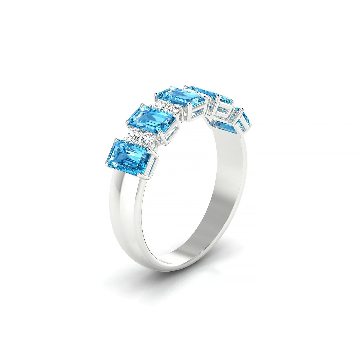 Eminence | 18k White Gold 5 x 3 mm Emerald Topaz Ring