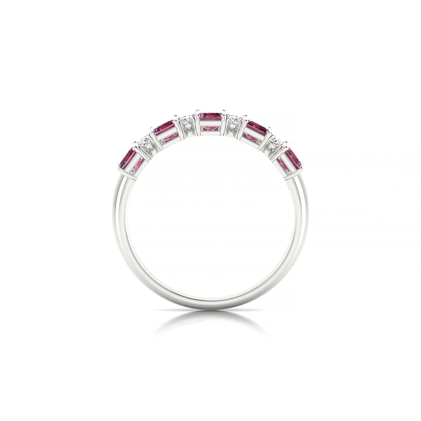 Eminence | 18k White Gold 5 x 3 mm Emerald Rhodolite Ring