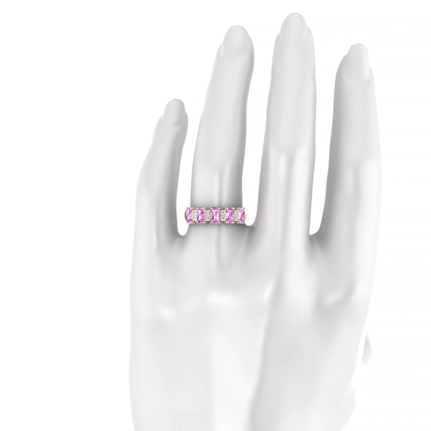 Eminence | 18k Yellow Gold 5 x 3 mm Emerald Pink Sapphire Ring