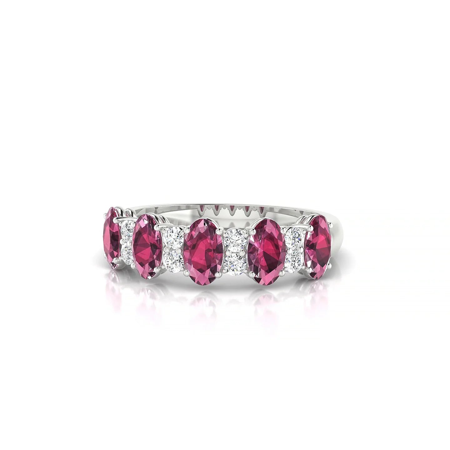 Eminence | 18k White Gold 5 x 3 mm Oval Rhodolite Ring