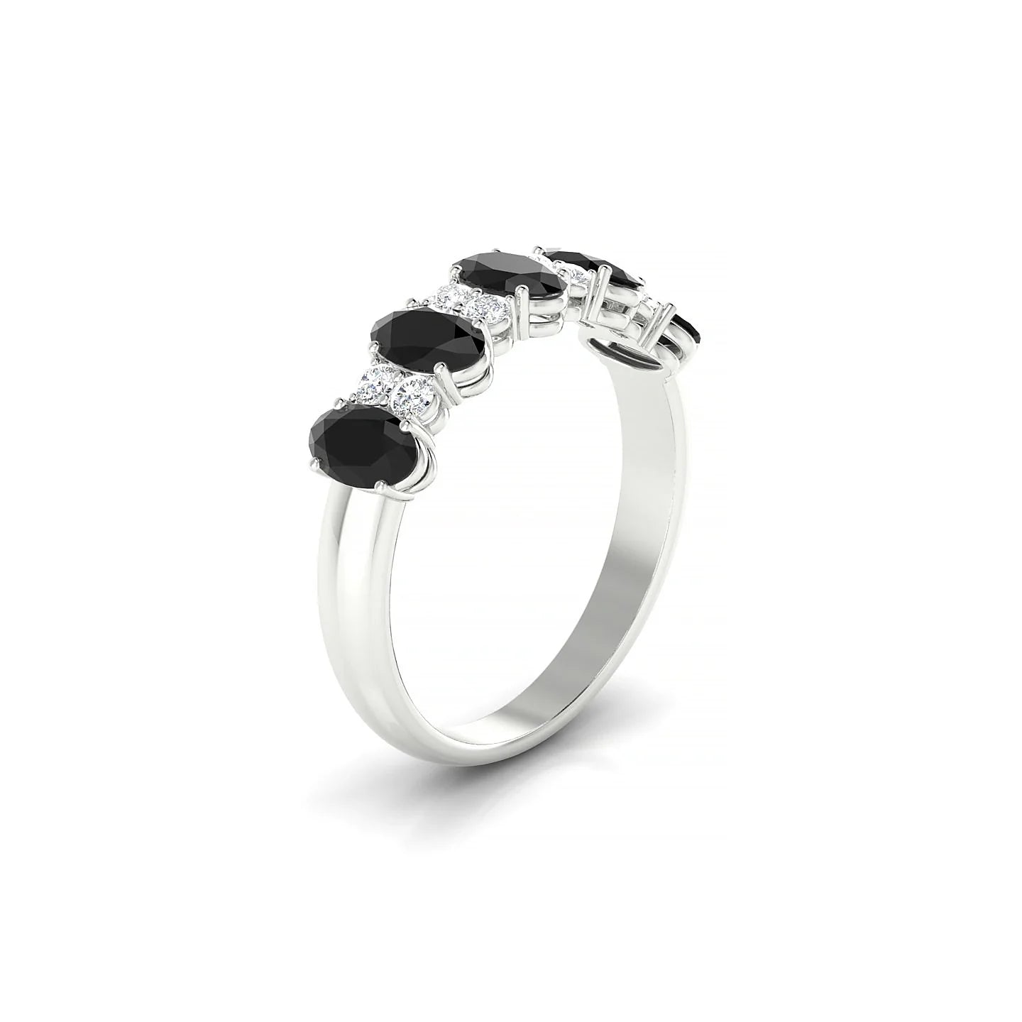 Eminence | 18k White Gold 5 x 3 mm Oval Black Diamond Ring
