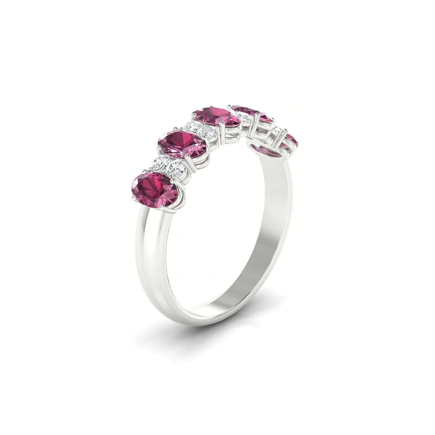 Eminence | 18k White Gold 5 x 3 mm Oval Rhodolite Ring