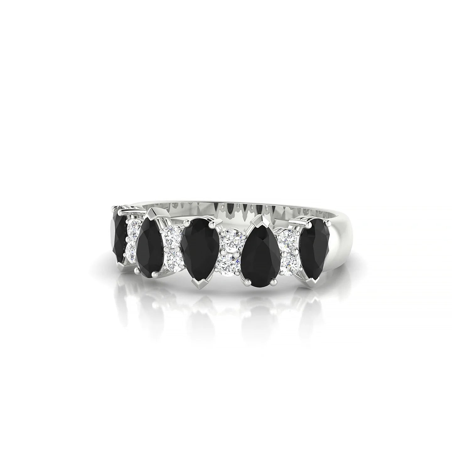 Eminence | 18k White Gold 5 x 3 mm Pear Black Diamond Ring