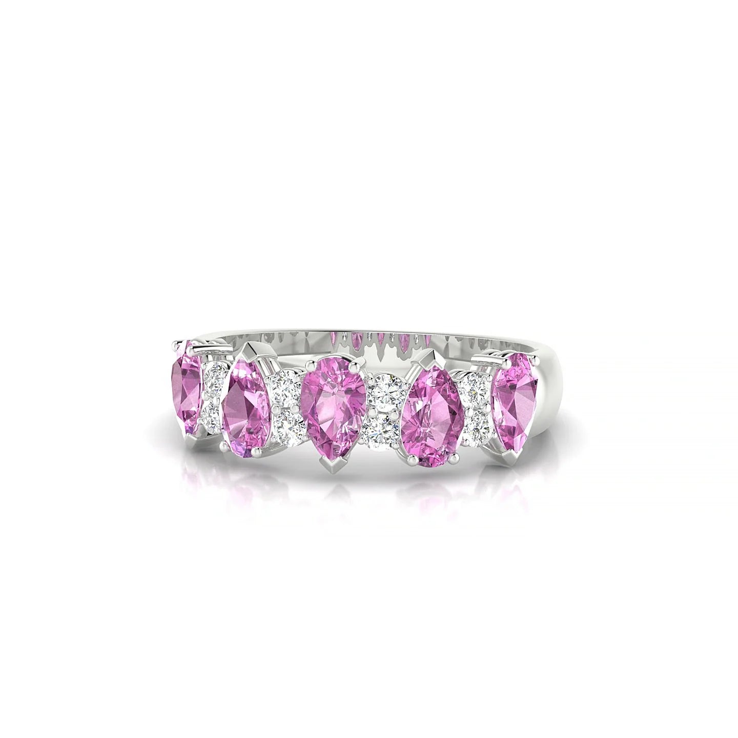Eminence | 18k White Gold 5 x 3 mm Pear Pink Sapphire Ring