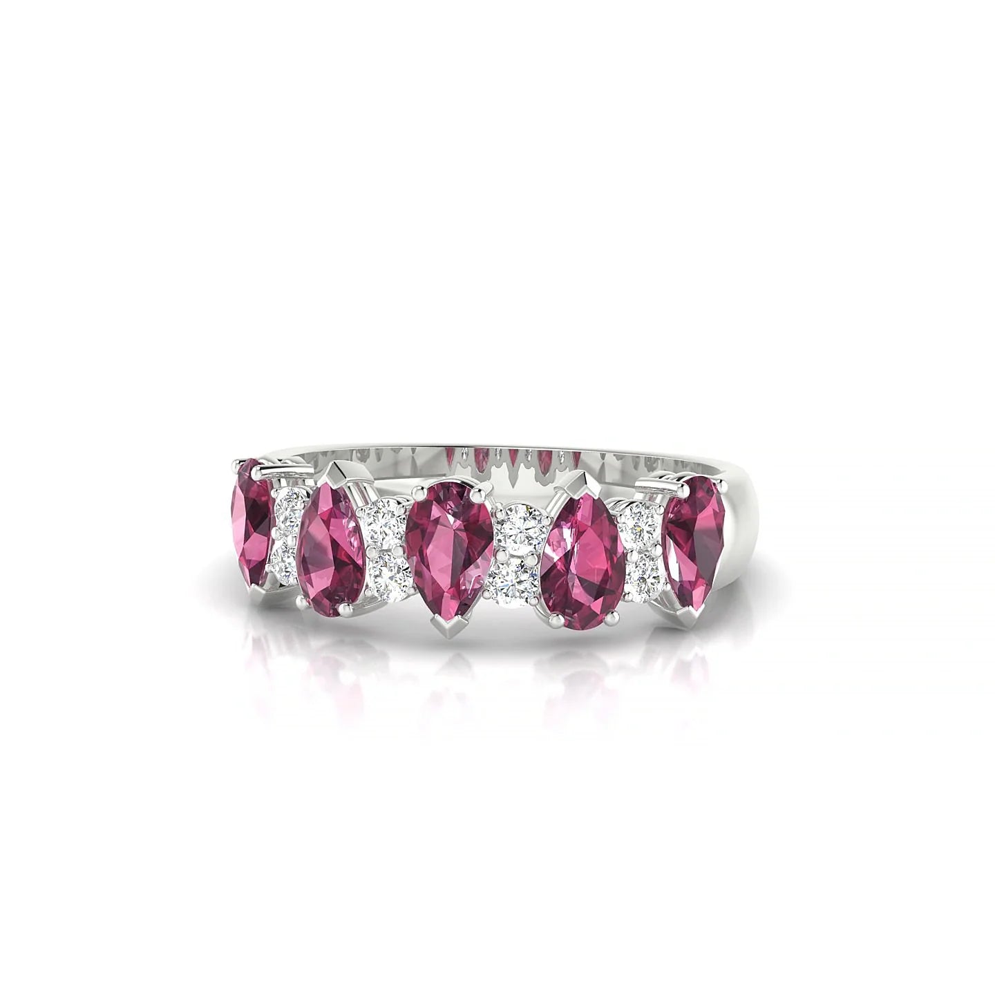 Eminence | 18k White Gold 5 x 3 mm Pear Rhodolite Ring