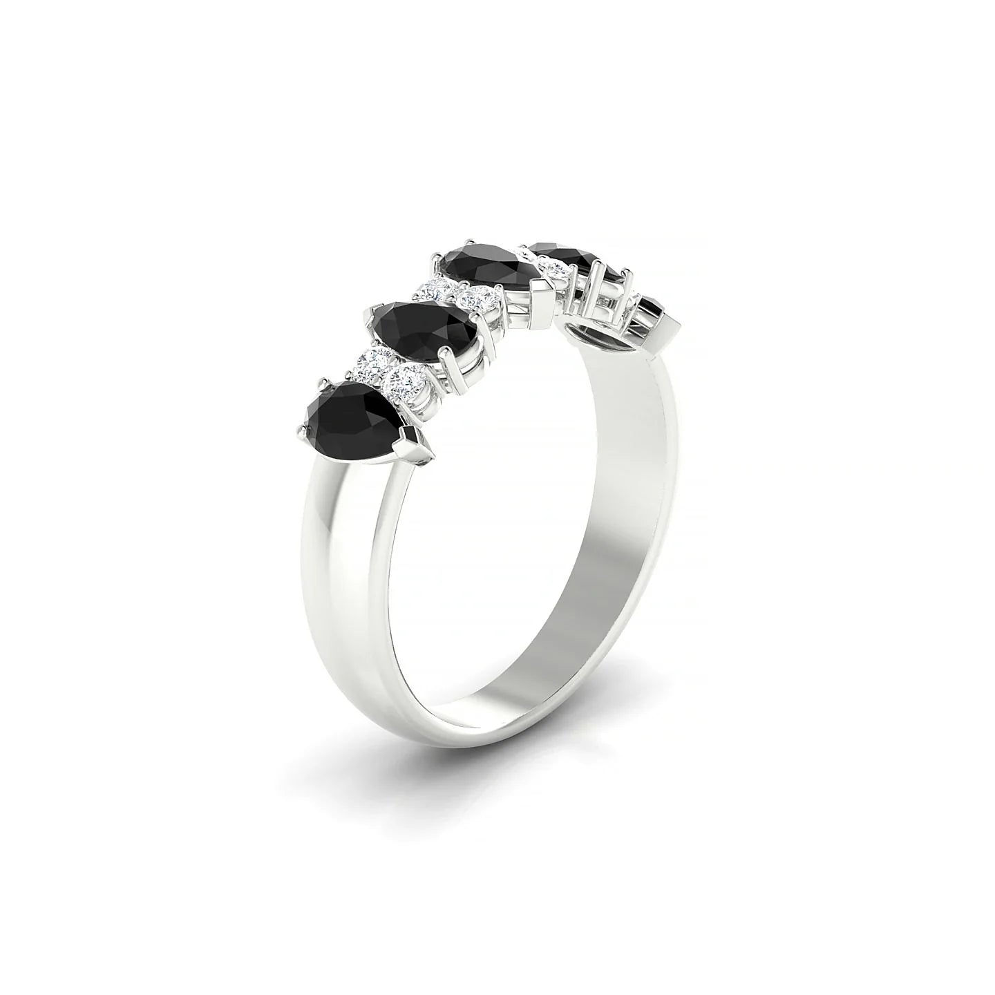 Eminence | 18k White Gold 5 x 3 mm Pear Black Diamond Ring
