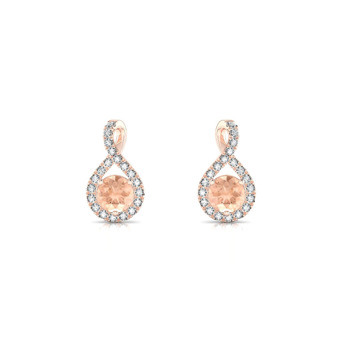 Essence | 18k Rose Gold 4.5 mm Round Morganite Earrings