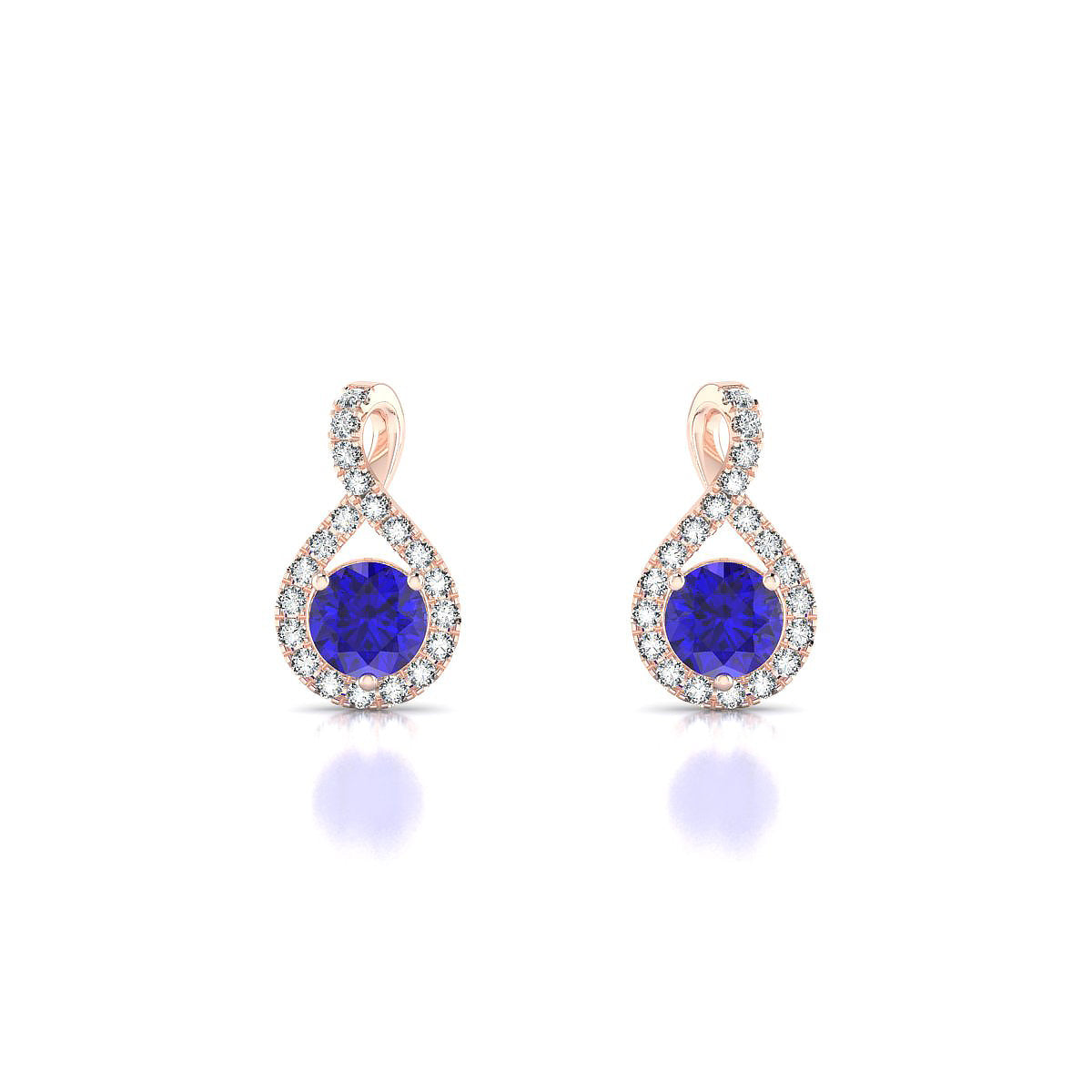 Essence | 18k Rose Gold 4.5 mm Round Tanzanite Earrings