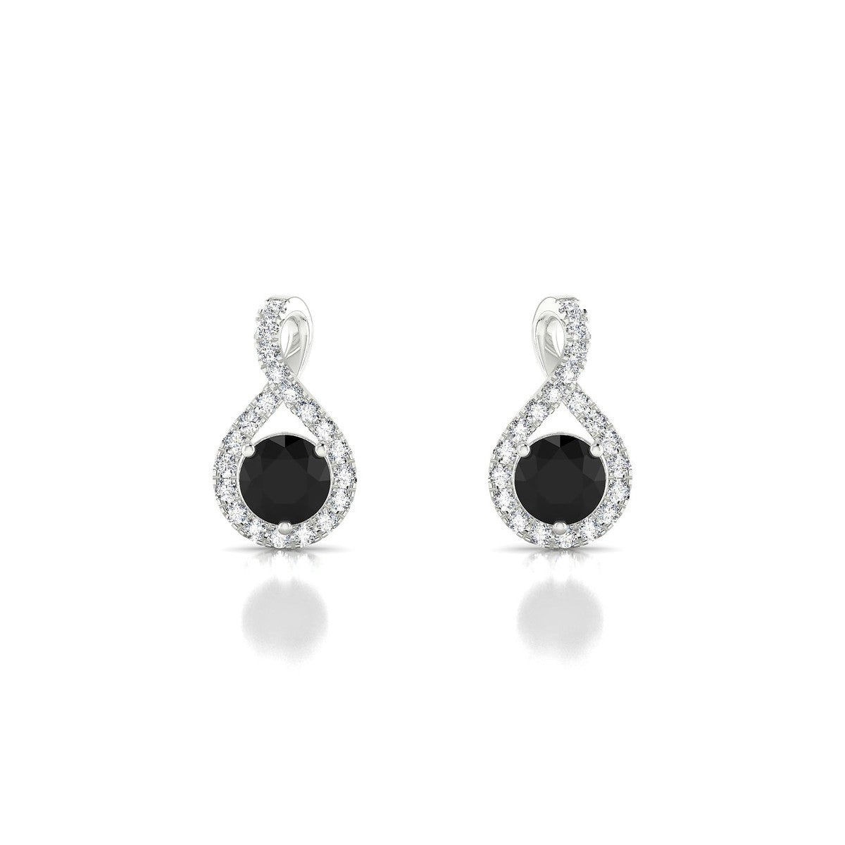 Essence | 18k White Gold 4.5 mm Round Black Diamond Earrings
