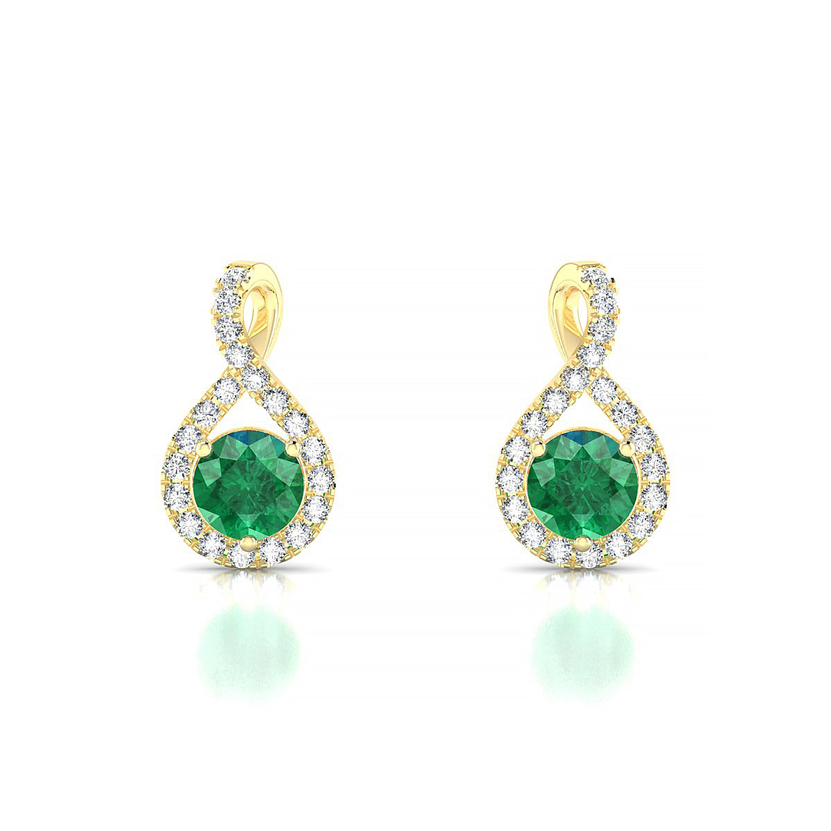 Essence | 18k Yellow Gold 4.5 mm Round Emerald Earrings