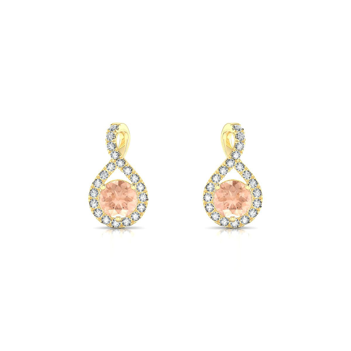 Essence | 18k Yellow Gold 4.5 mm Round Morganite Earrings
