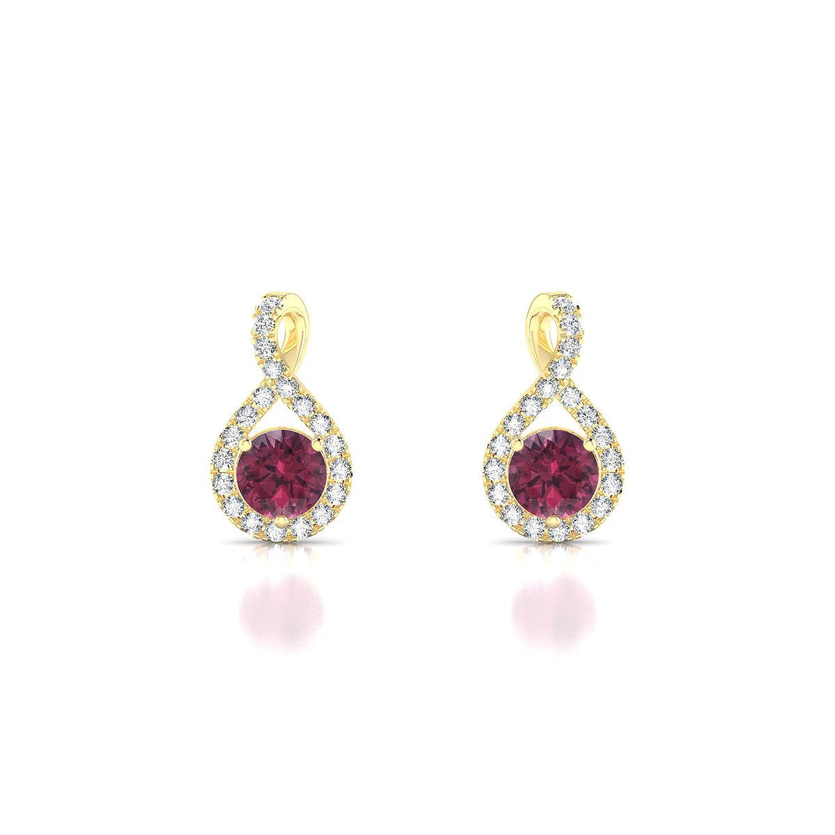 Essence | 18k Yellow Gold 4.5 mm Round Rhodolite Earrings