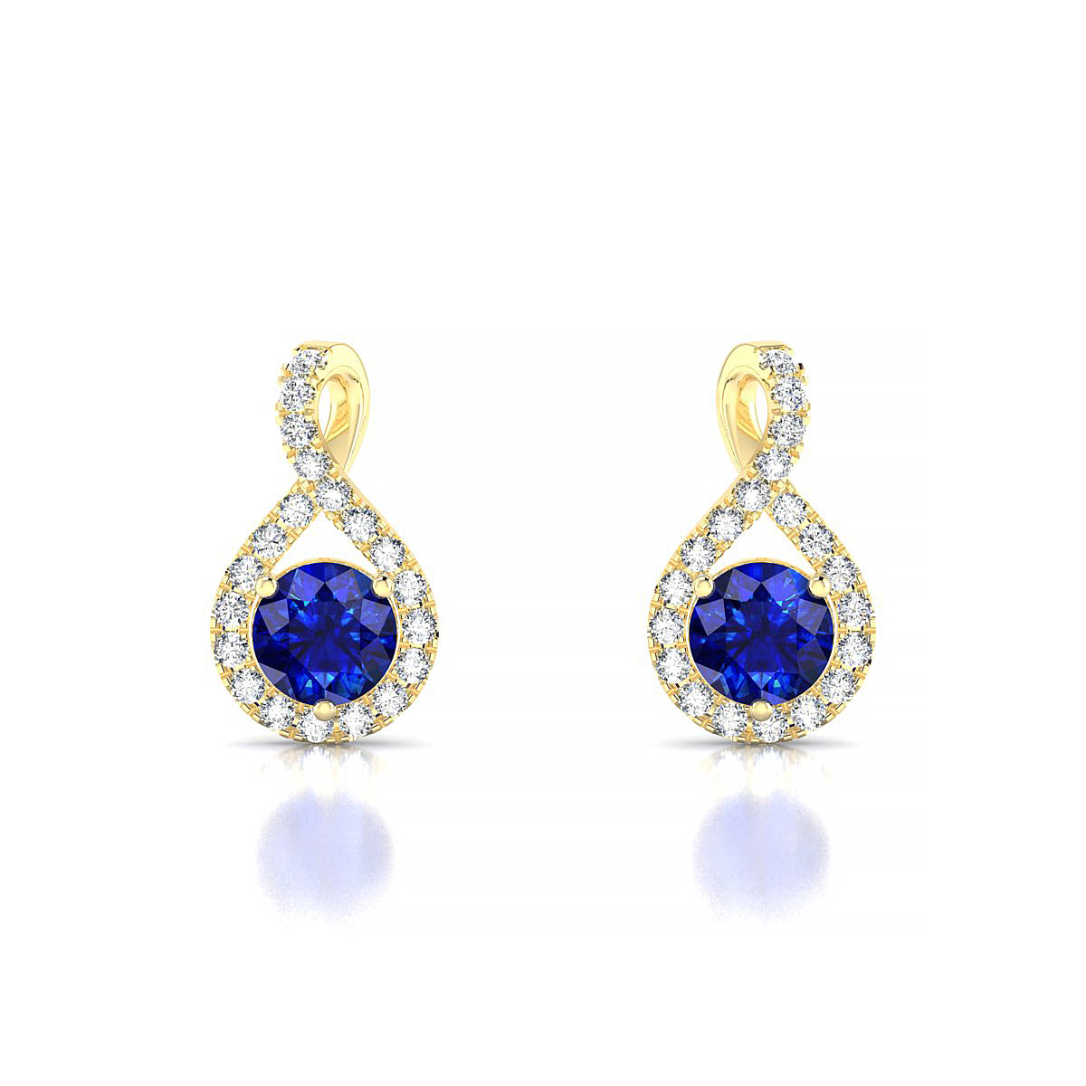 Essence | 18k Yellow Gold 4.5 mm Round Sapphire Earrings