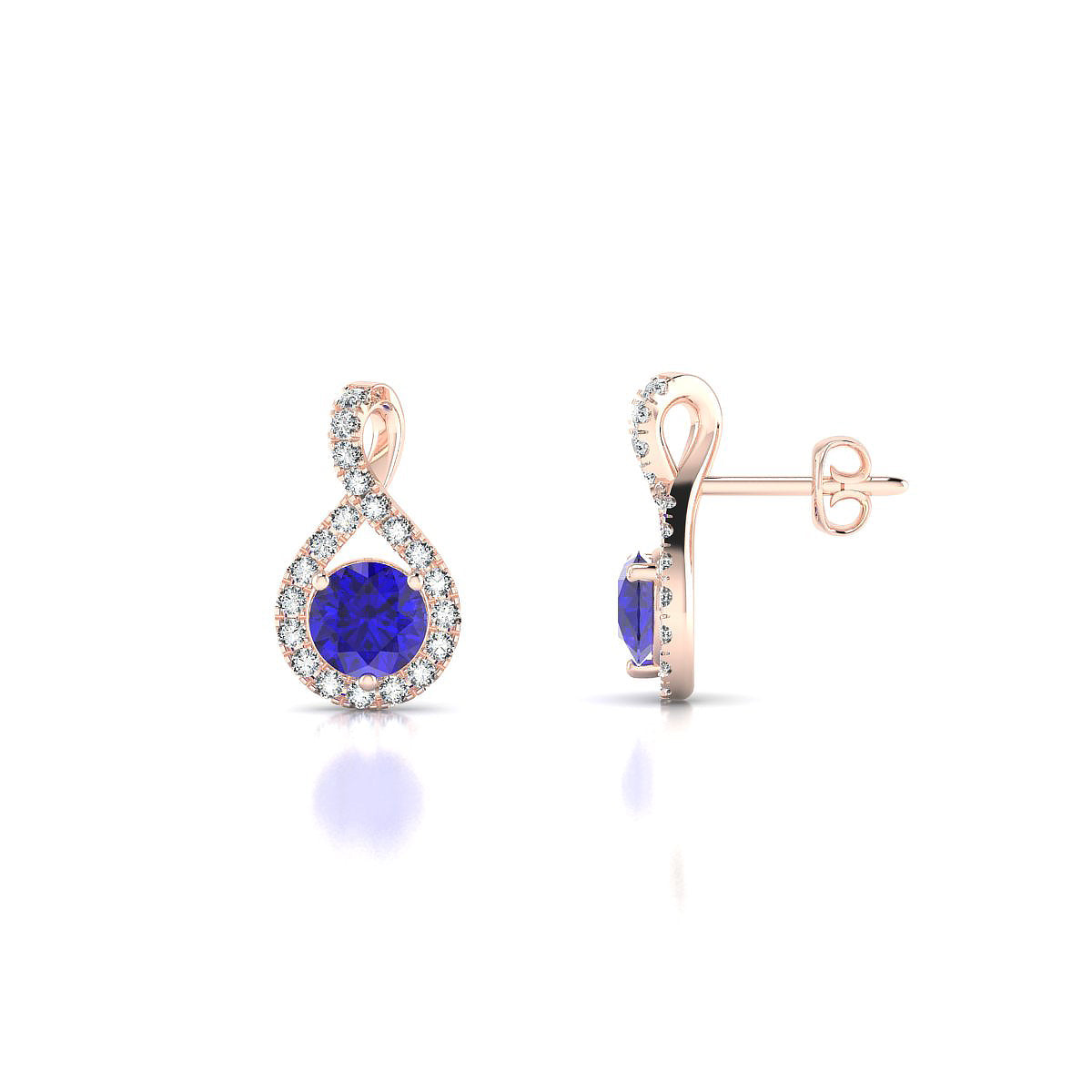 Essence | 18k Rose Gold 4.5 mm Round Tanzanite Earrings
