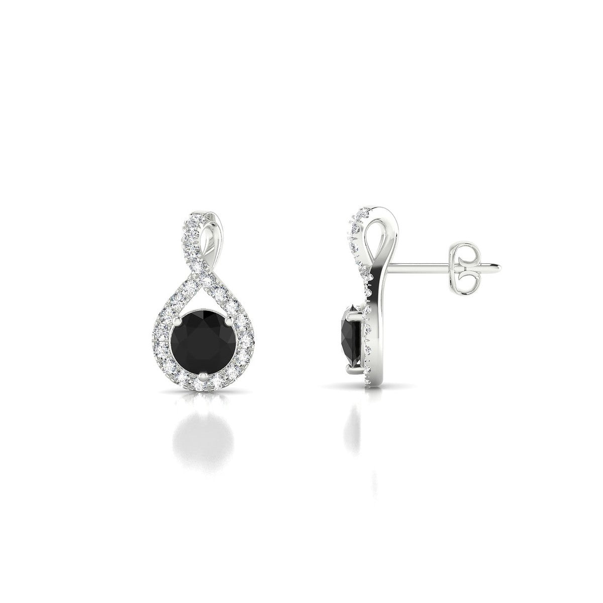 Essence | 18k White Gold 4.5 mm Round Black Diamond Earrings