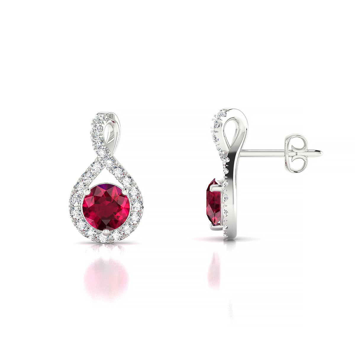 Essence | 18k White Gold 4.5 mm Round Ruby Earrings