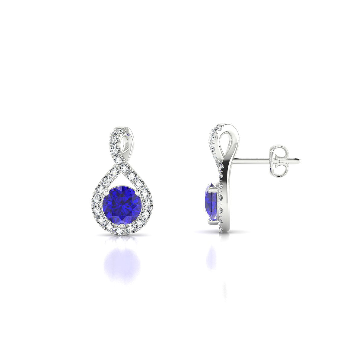 Essence | 18k White Gold 4.5 mm Round Tanzanite Earrings