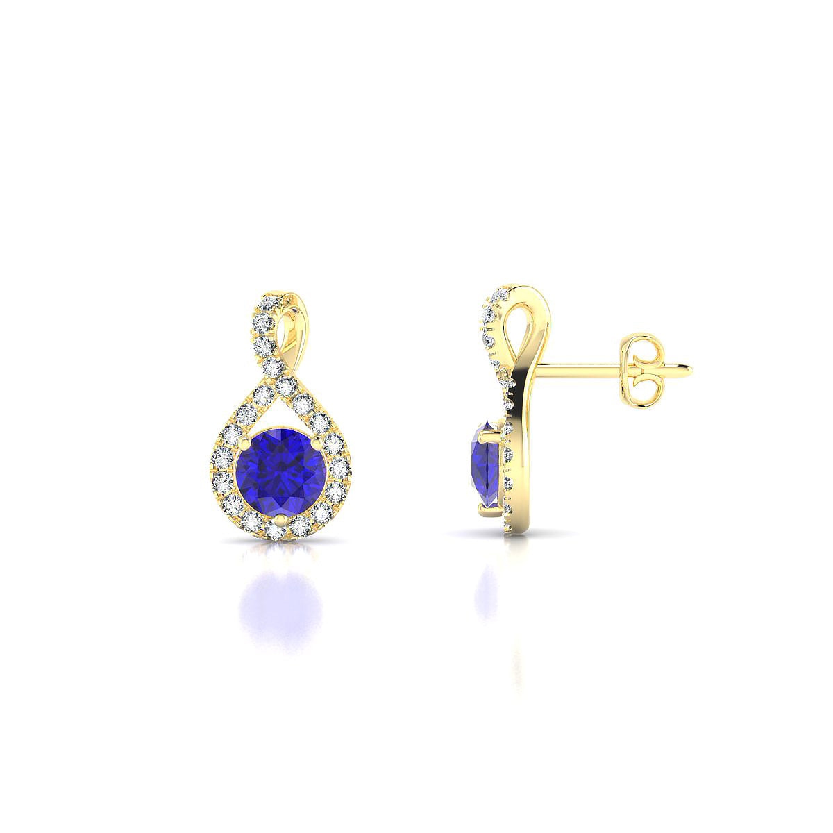 Essence | 18k Yellow Gold 4.5 mm Round Tanzanite Earrings