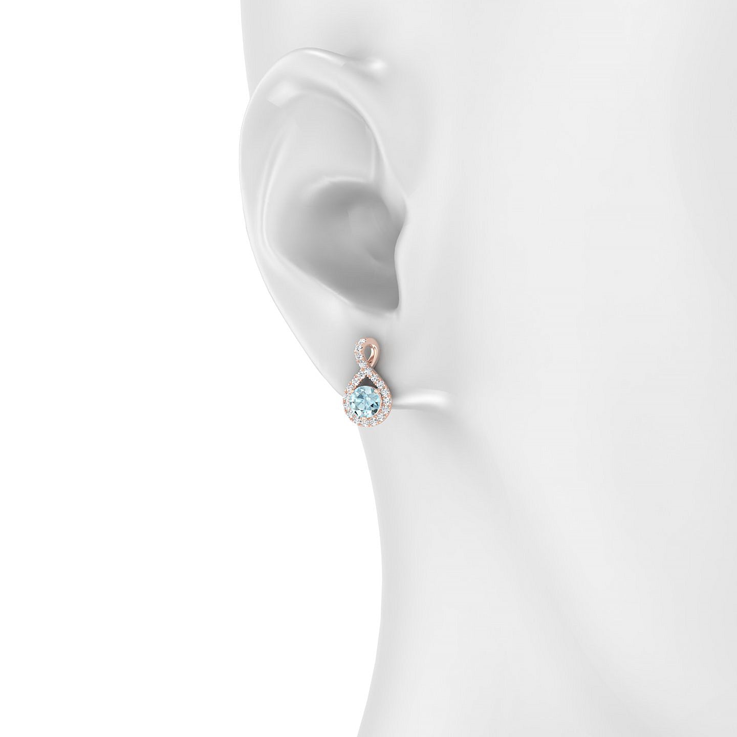 Essence | 18k Rose Gold 4.5 mm Round Aquamarine Earrings