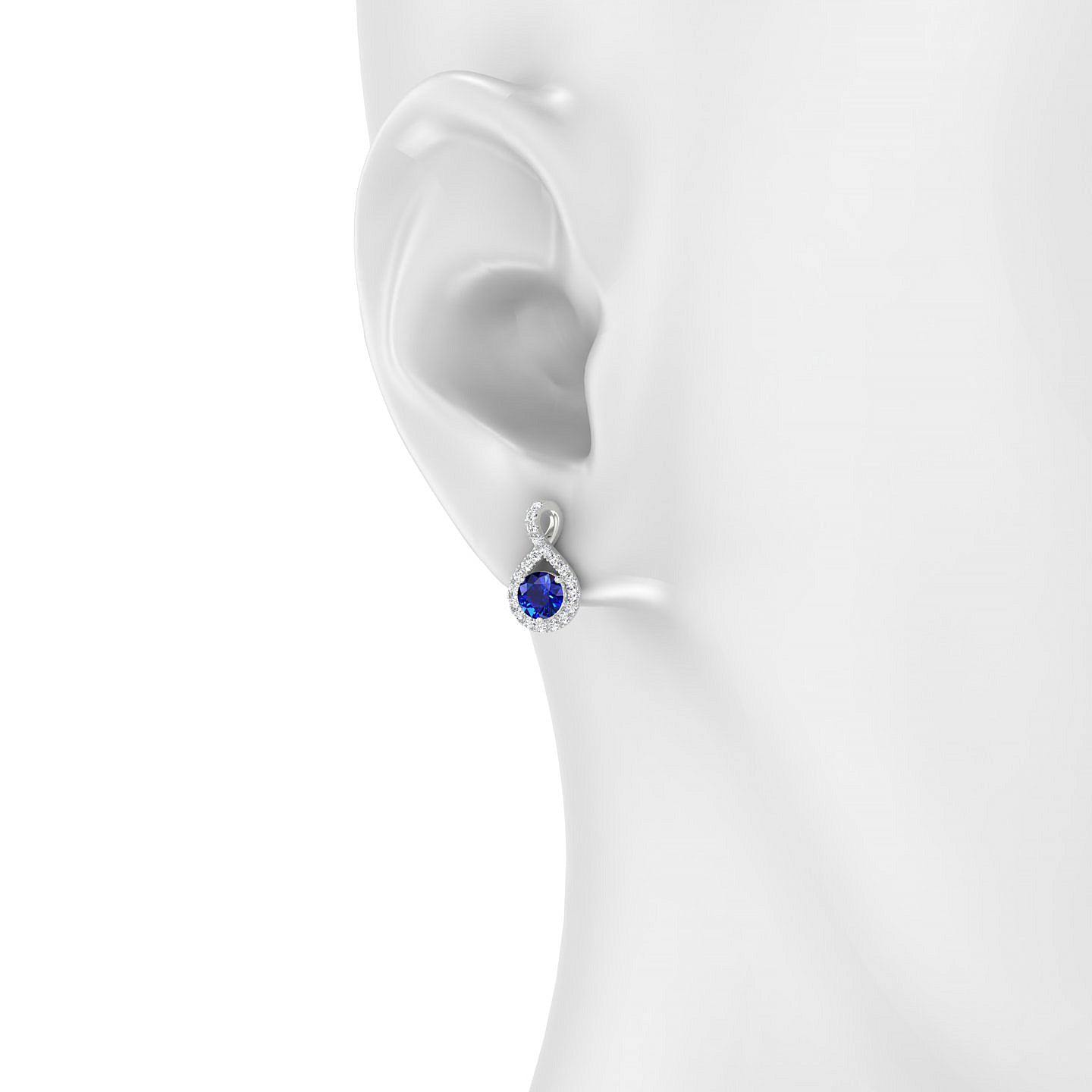 Essence | 18k White Gold 4.5 mm Round Sapphire Earrings