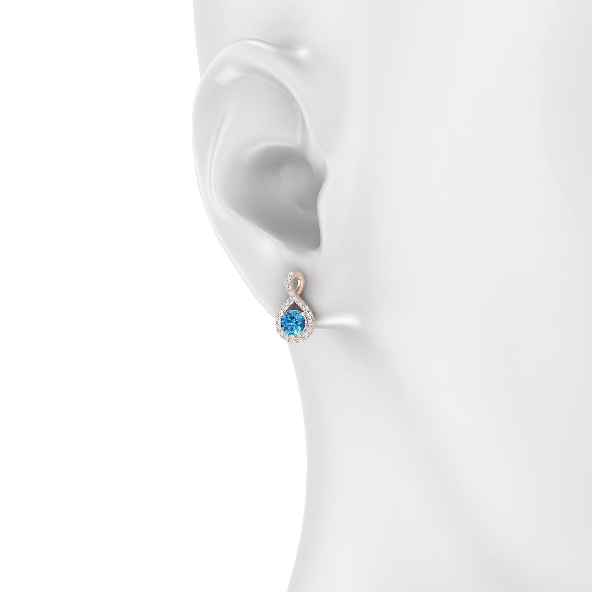 Essence | 18k Rose Gold 4.5 mm Round Topaz Earrings