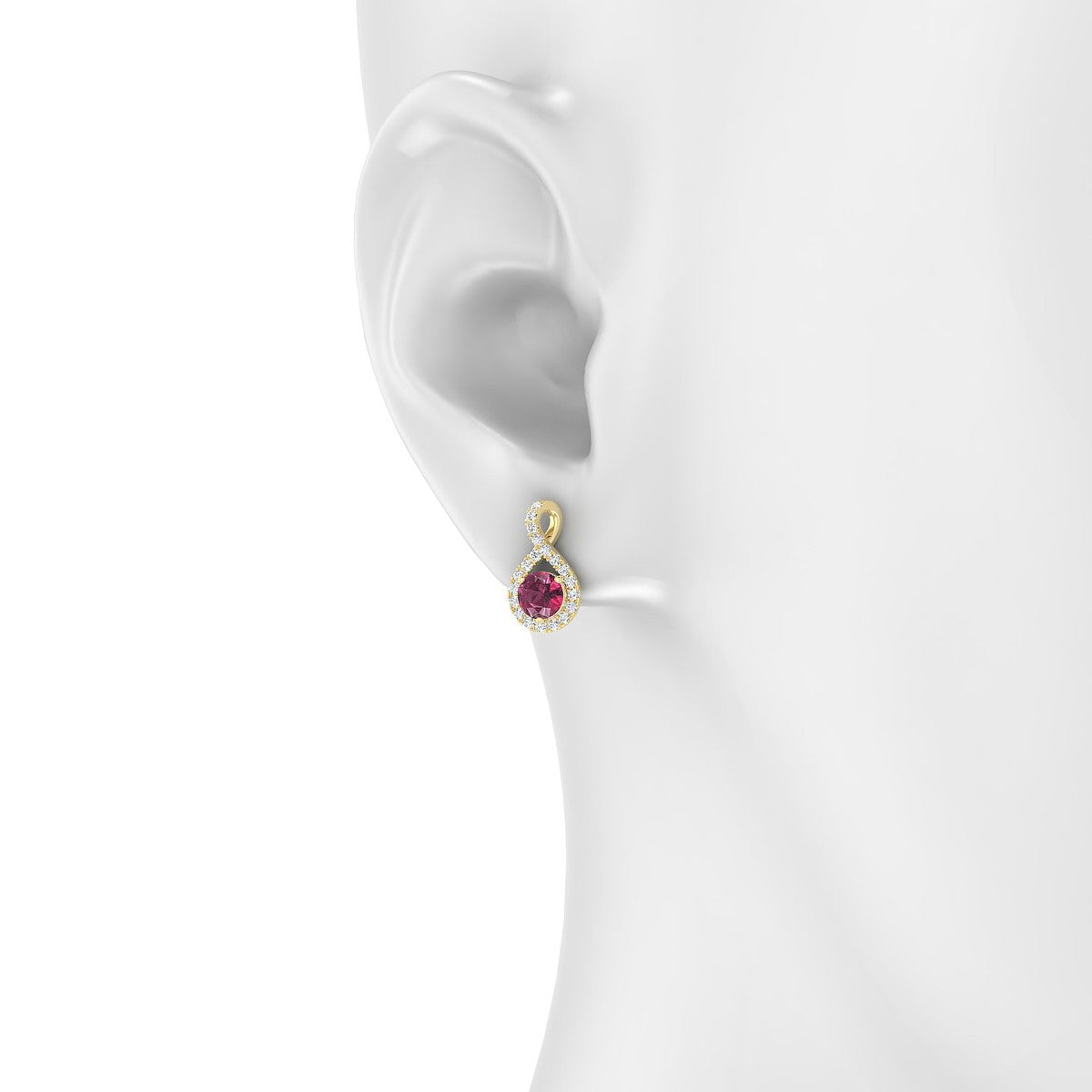 Essence | 18k Yellow Gold 4.5 mm Round Rhodolite Earrings