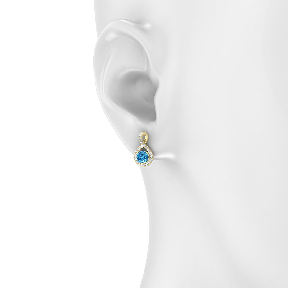 Essence | 18k Yellow Gold 4.5 mm Round Topaz Earrings