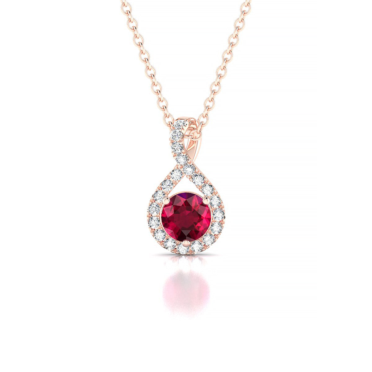 Essence | 18k Rose Gold 4.5 mm Round Ruby Pendant