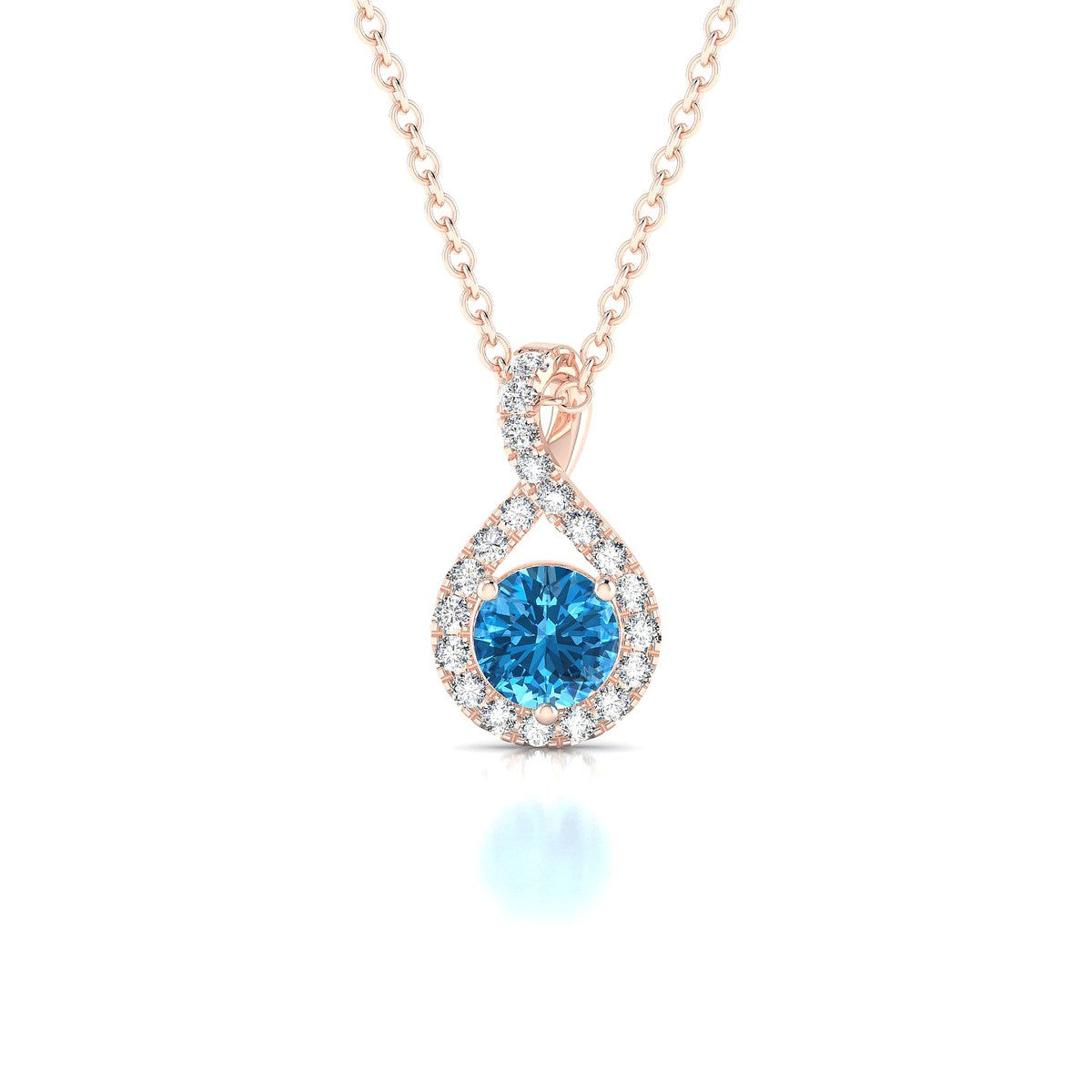 Essence | 18k Rose Gold 4.5 mm Round Topaz Pendant