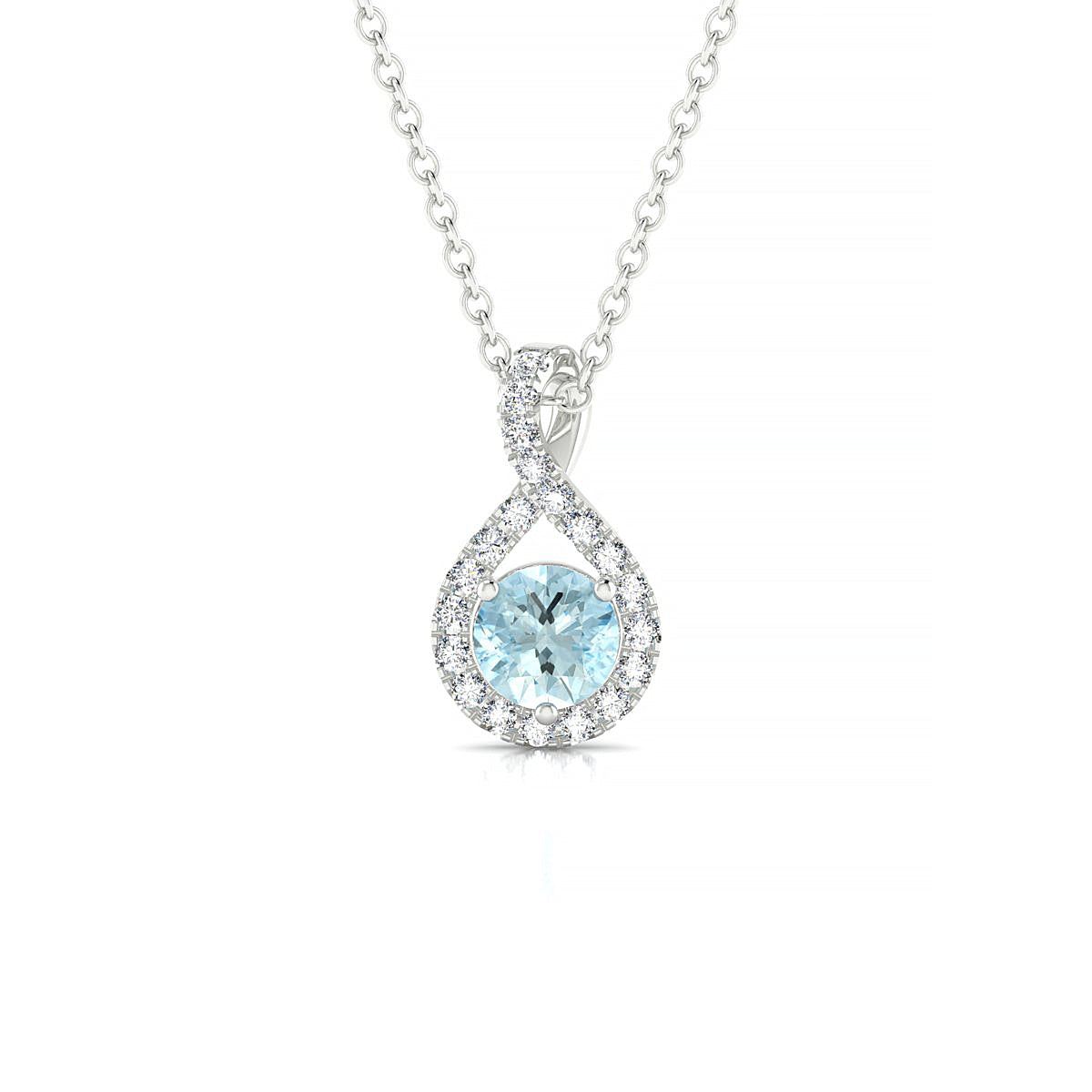 Essence | 18k White Gold 4.5 mm Round Aquamarine Pendant