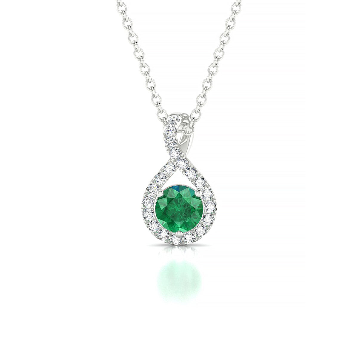 Essence | 18k White Gold 4.5 mm Round Emerald Pendant