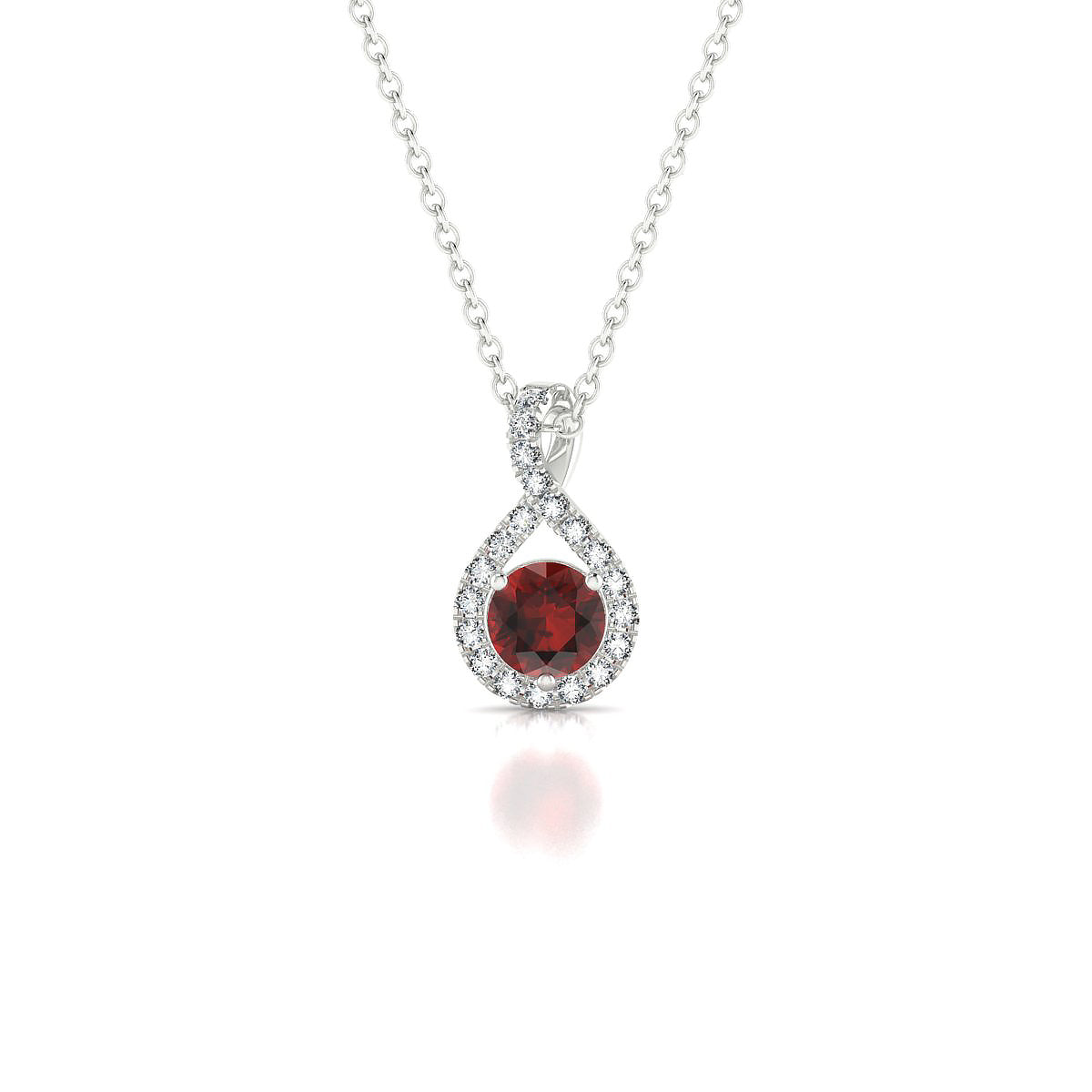 Essence | 18k White Gold 4.5 mm Round Garnet Pendant