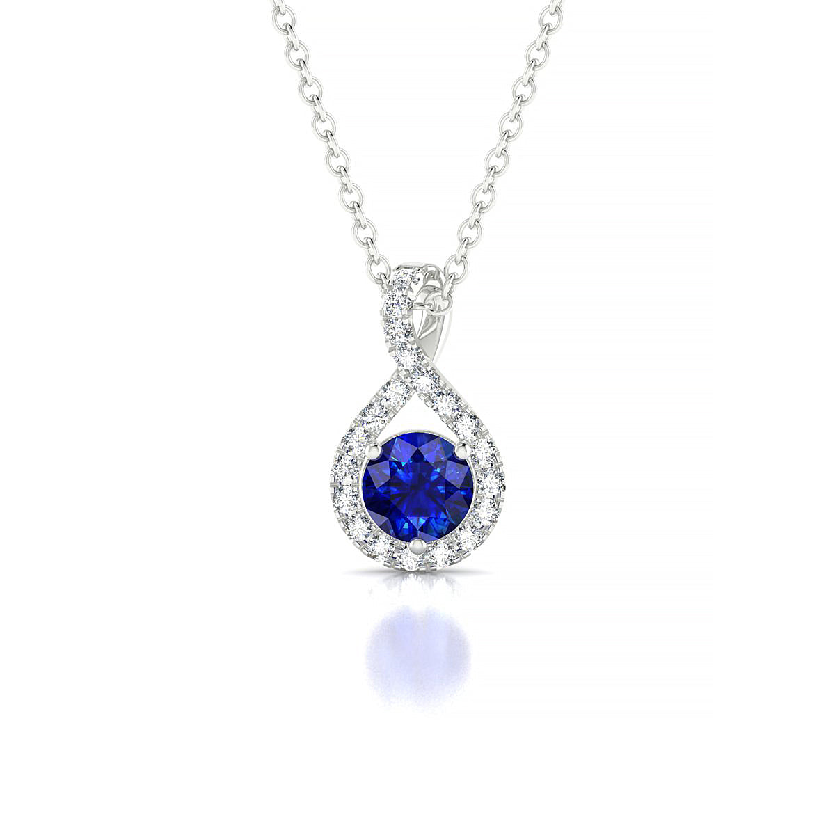 Essence | 18k White Gold 4.5 mm Round Sapphire Pendant