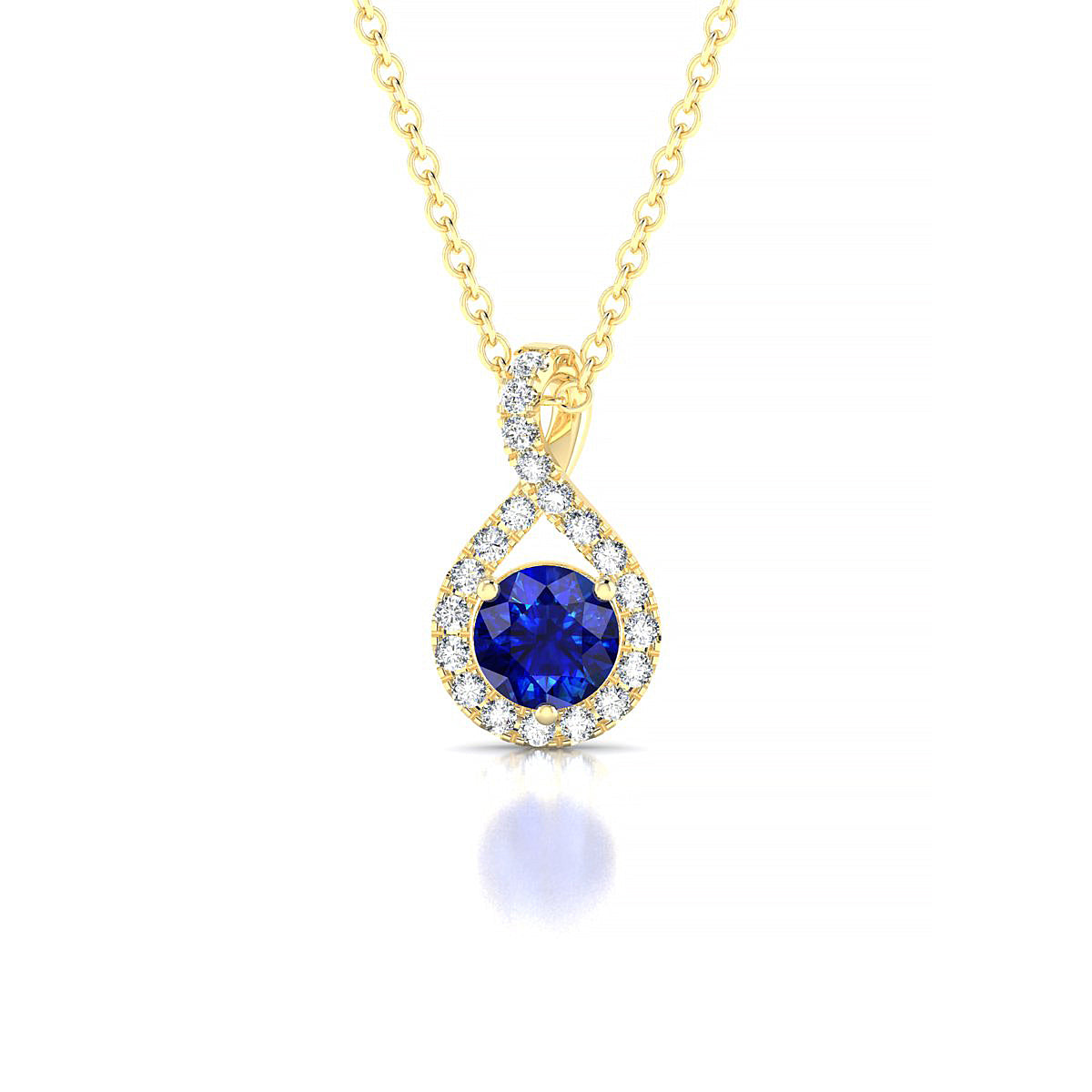 Essence | 18k Yellow Gold 4.5 mm Round Sapphire Pendant