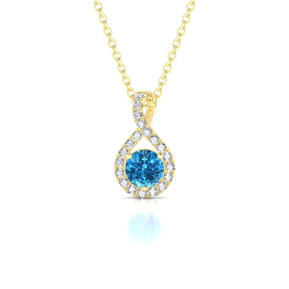 Essence | 18k Yellow Gold 4.5 mm Round Topaz Pendant