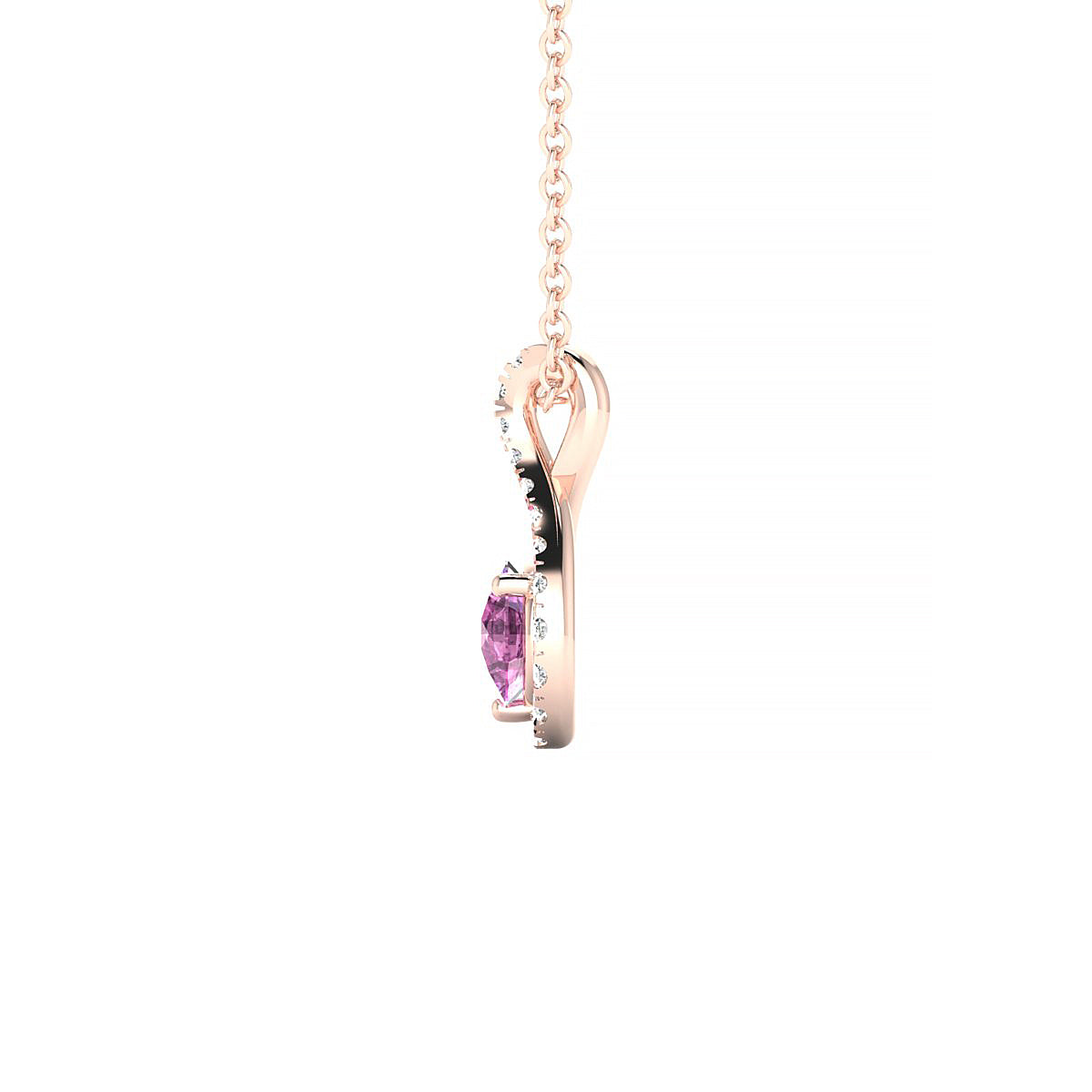 Essence | 18k Rose Gold 4.5 mm Round Pink Sapphire Pendant