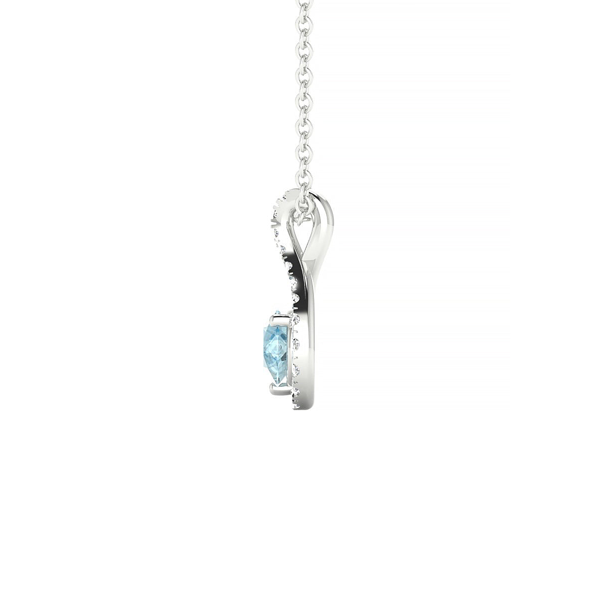 Essence | 18k White Gold 4.5 mm Round Aquamarine Pendant