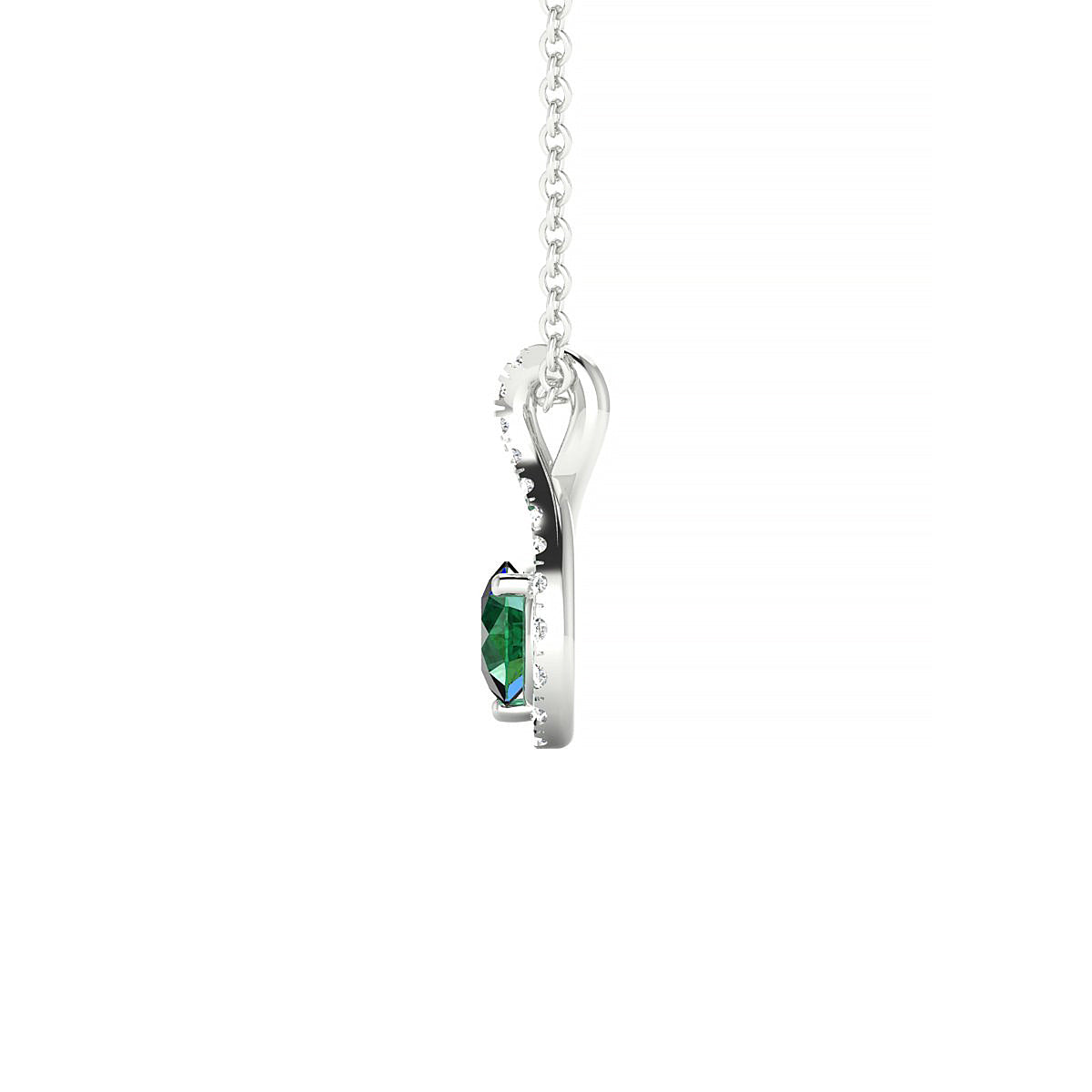 Essence | 18k White Gold 4.5 mm Round Emerald Pendant