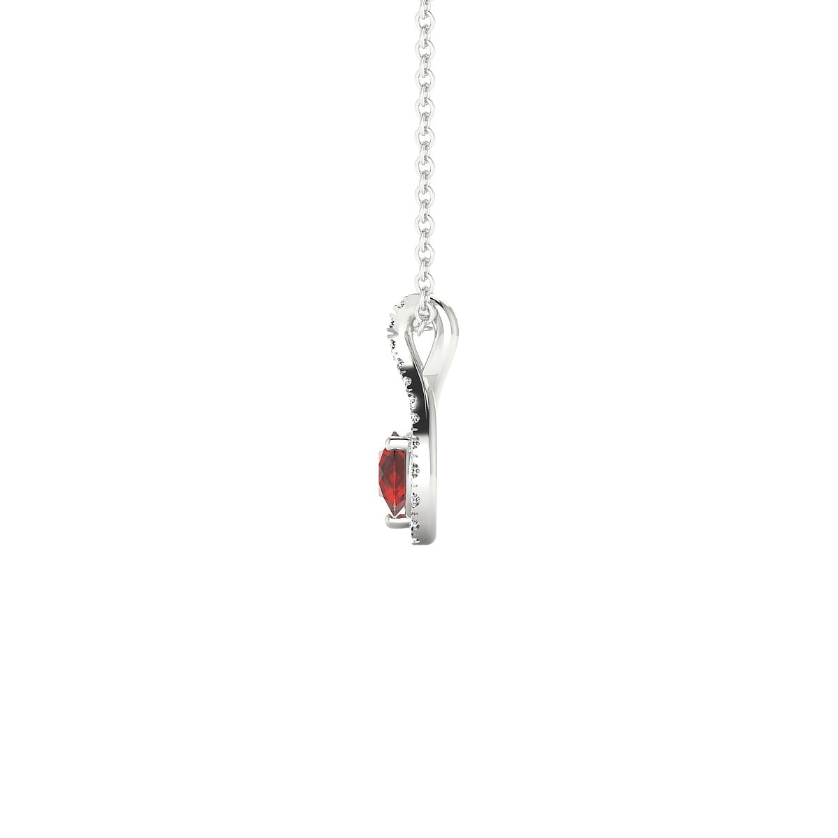 Essence | 18k White Gold 4.5 mm Round Garnet Pendant