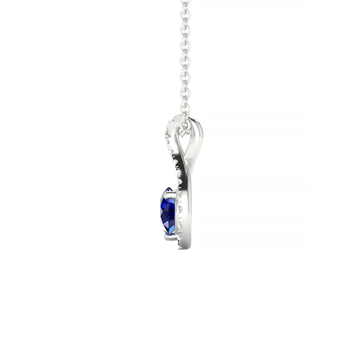 Essence | 18k White Gold 4.5 mm Round Sapphire Pendant