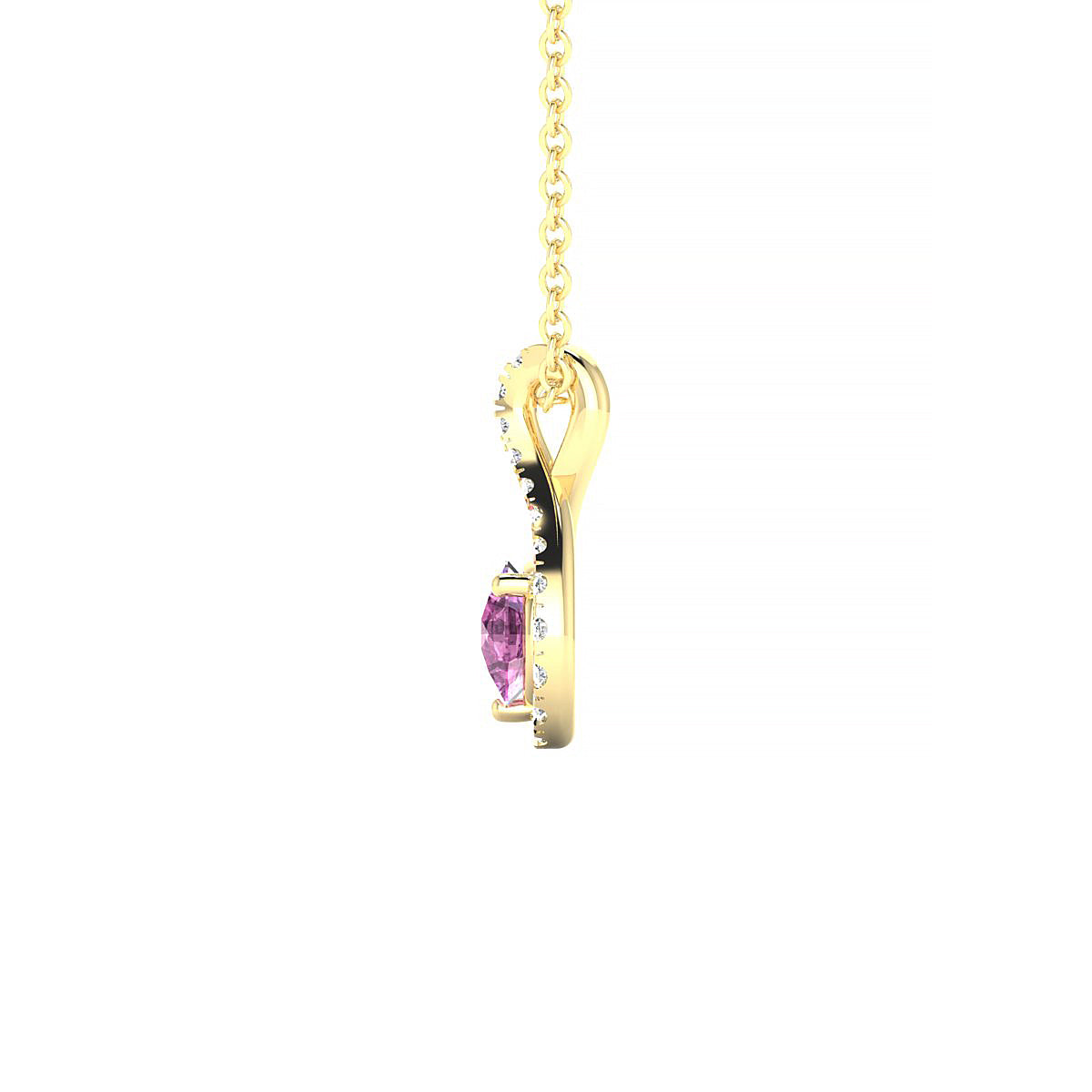 Essence | 18k Yellow Gold 4.5 mm Round Pink Sapphire Pendant