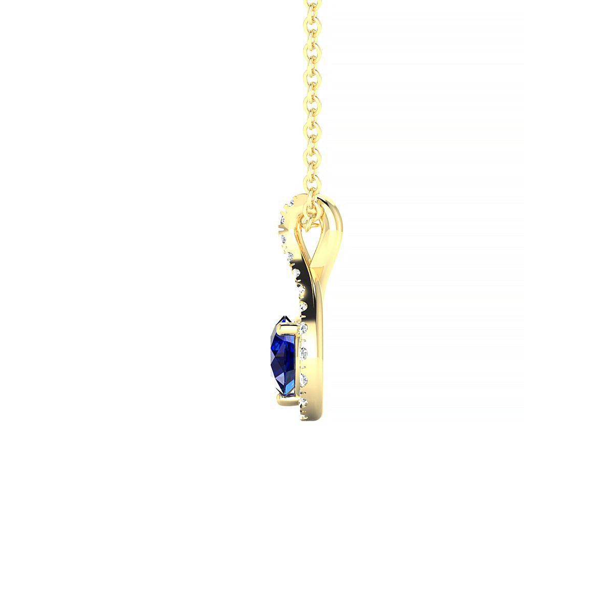 Essence | 18k Yellow Gold 4.5 mm Round Sapphire Pendant