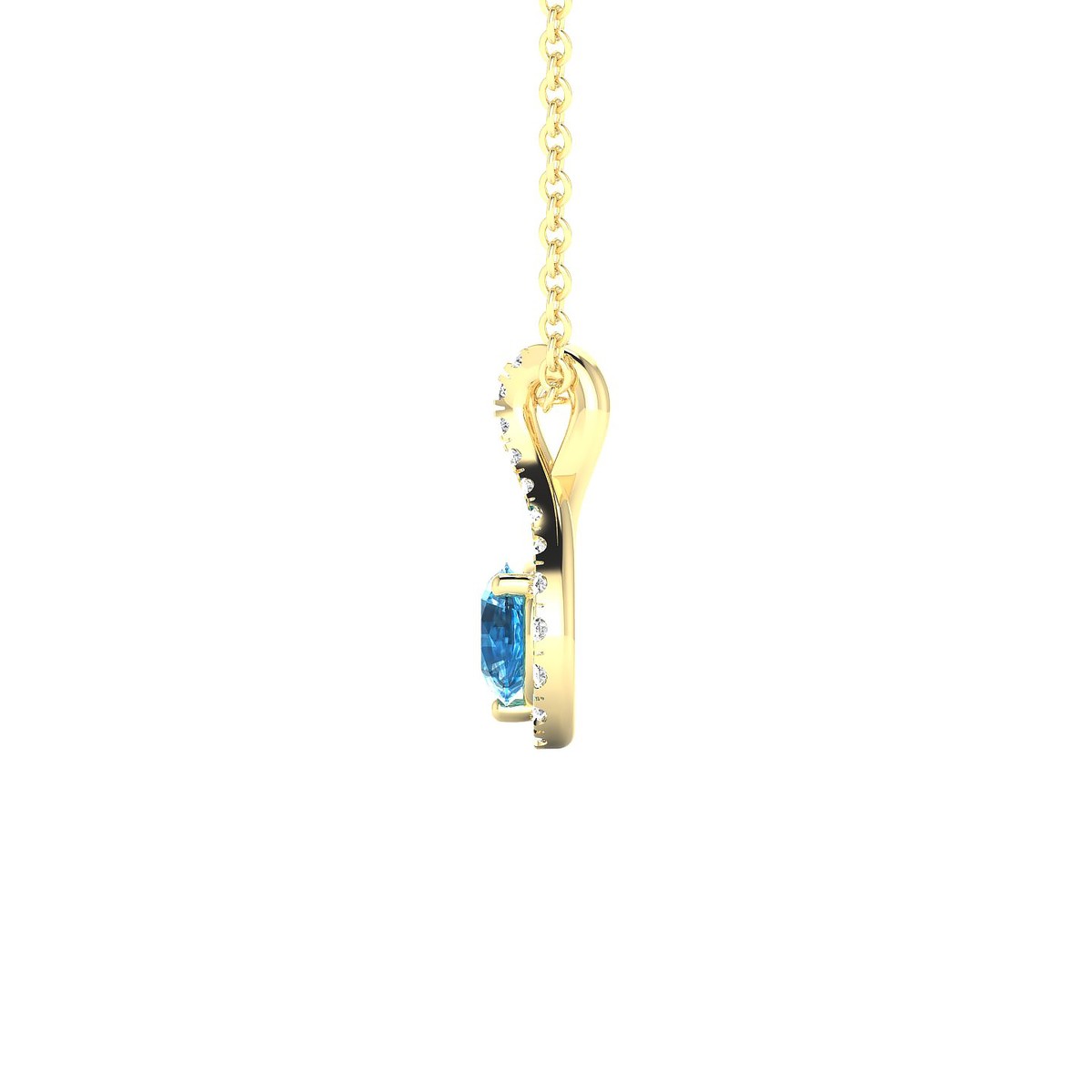 Essence | 18k Yellow Gold 4.5 mm Round Topaz Pendant
