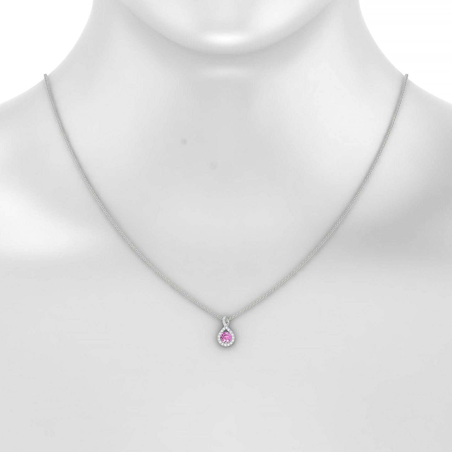 Essence | 18k White Gold 4.5 mm Round Pink Sapphire Pendant