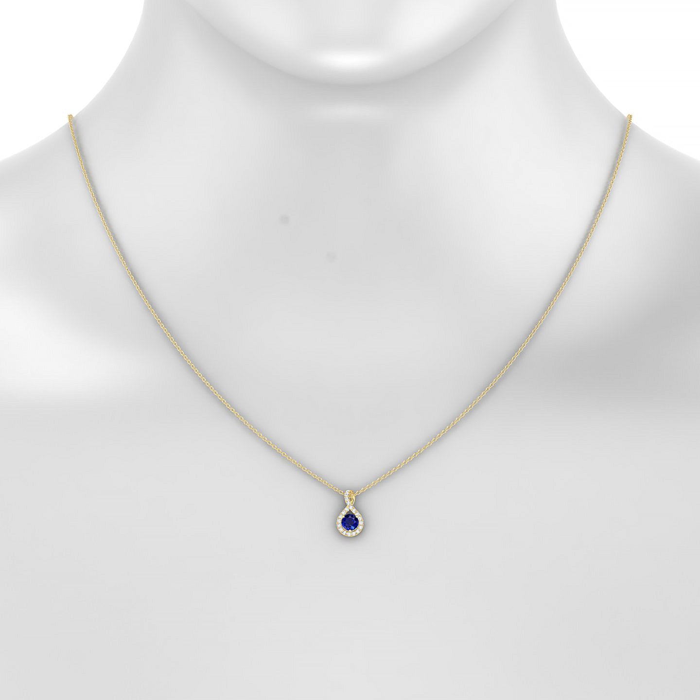 Essence | 18k Yellow Gold 4.5 mm Round Sapphire Pendant